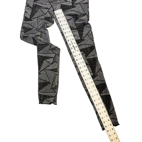 Silver Black High Waist Metallic Shimmer Leggings - Picture 6 of 7